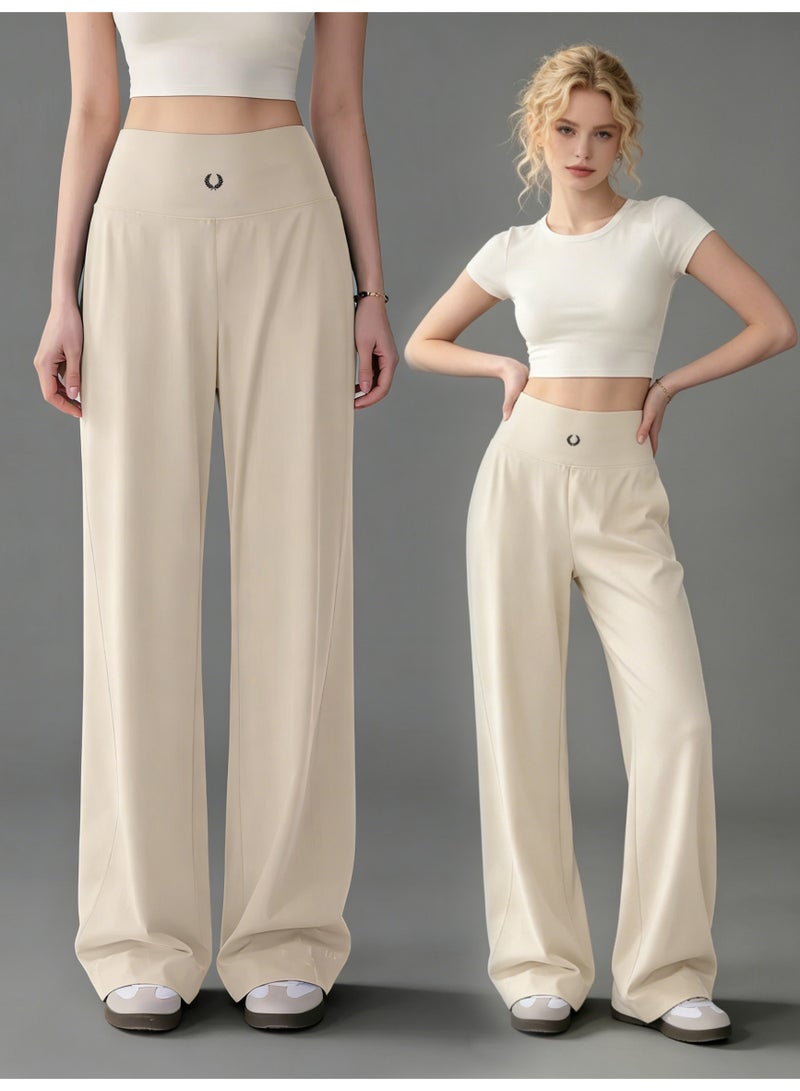 فريد بيري FRED PERRY Women's High Waist Wide Leg Pants - Silk Smooth Casual Pants with Minimalist Logo, Suitable for Sports, Leisure and Daily Wear - Image 1