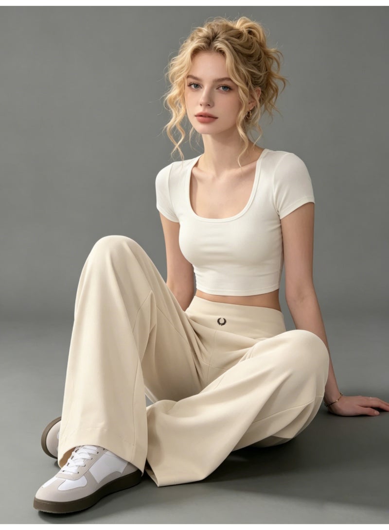 فريد بيري FRED PERRY Women's High Waist Wide Leg Pants - Silk Smooth Casual Pants with Minimalist Logo, Suitable for Sports, Leisure and Daily Wear - Image 2