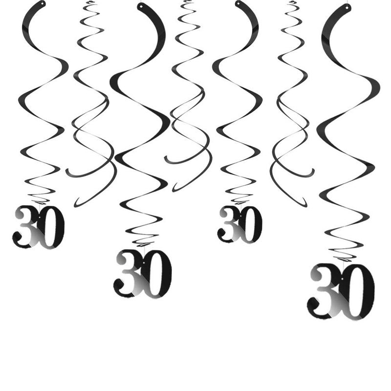 زينة عيد الميلاد 30 من Aimto باللون الأسود مع دوامات معلقة للسقف لحفلة عيد الميلاد الثلاثين حزمة من 20