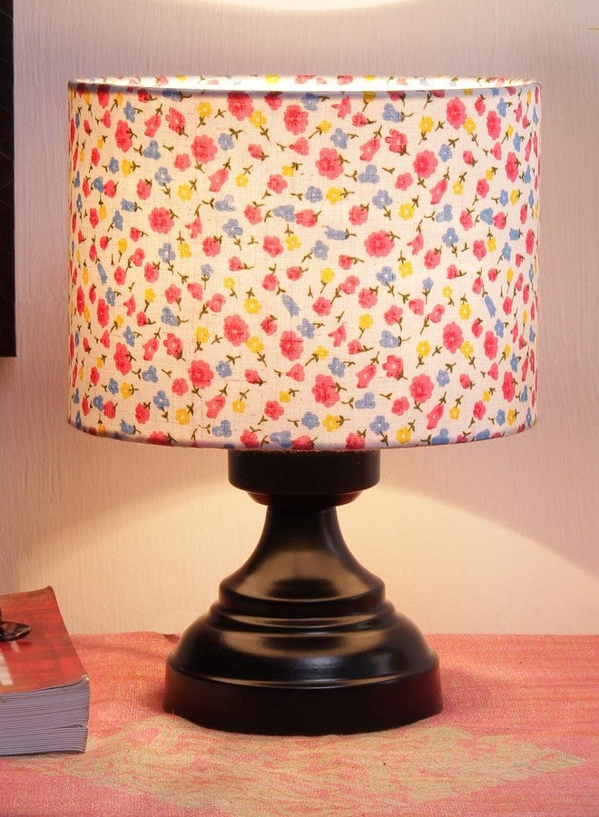 Devansh J166, Multicolor Cotton Shade lamp with Black Base - Image 1