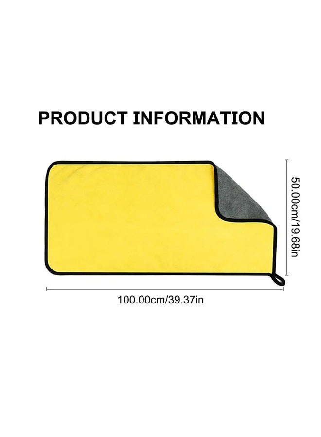 Large Microfiber Car Cleaning Towel 50*100cm, Ultra Soft Wash & Dry Cloth (Grey-Yellow) - Image 3