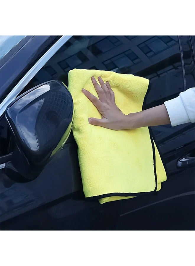 Large Microfiber Car Cleaning Towel 50*100cm, Ultra Soft Wash & Dry Cloth (Grey-Yellow) - Image 2