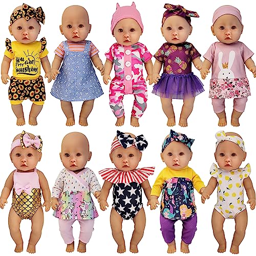 Windolls 10 Sets 1416 Inch Baby Doll Clothes Dress Outfits Headbands Accessories fits New Born 15 inch Baby Doll - Image 1