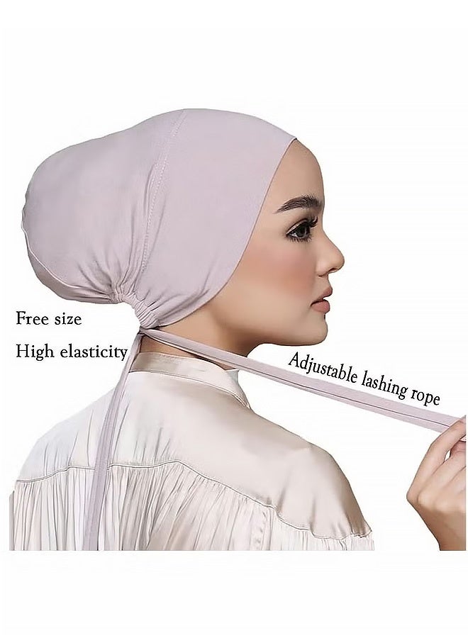 MXN 3 Pcs Headwear Hat, Elastic Adjustable Hijab Caps with Back Tie Soft  Comfortable and Breathable Hijabs Caps for Women,Used in Various Occasions in Daily Life - Image 4
