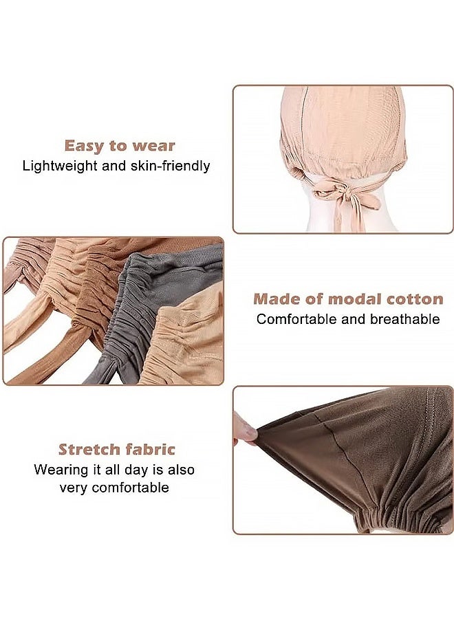 MXN 3 Pcs Headwear Hat, Elastic Adjustable Hijab Caps with Back Tie Soft  Comfortable and Breathable Hijabs Caps for Women,Used in Various Occasions in Daily Life - Image 2