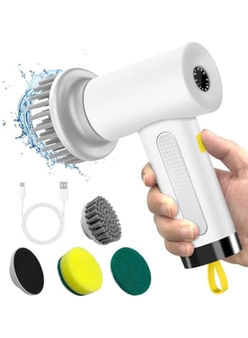 SYOSI Electric Spin Scrubber, Cordless Rechargeable Electric Cleaning Brush with 3 Replaceable Brush Heads, Handheld Power Shower Scrubber for Bathroom Kitchen Tub Tile Wall Floor Sink Window - Image 1