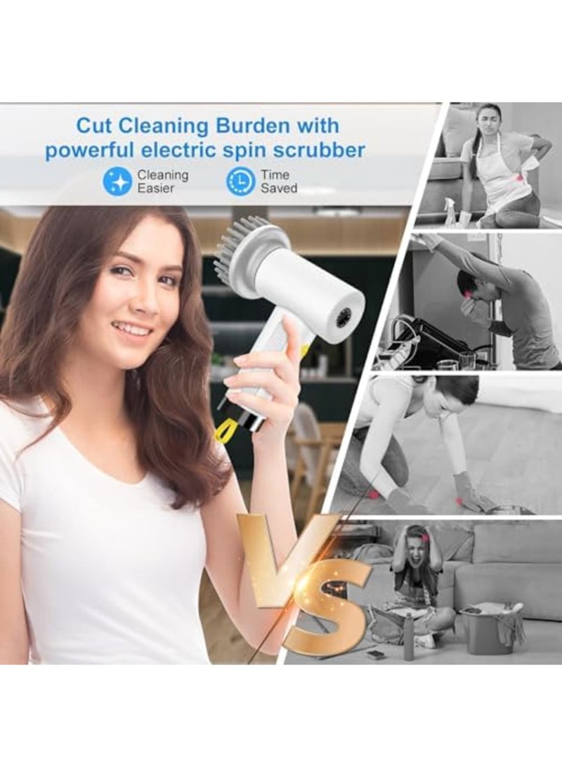 SYOSI Electric Spin Scrubber, Cordless Rechargeable Electric Cleaning Brush with 3 Replaceable Brush Heads, Handheld Power Shower Scrubber for Bathroom Kitchen Tub Tile Wall Floor Sink Window - Image 2