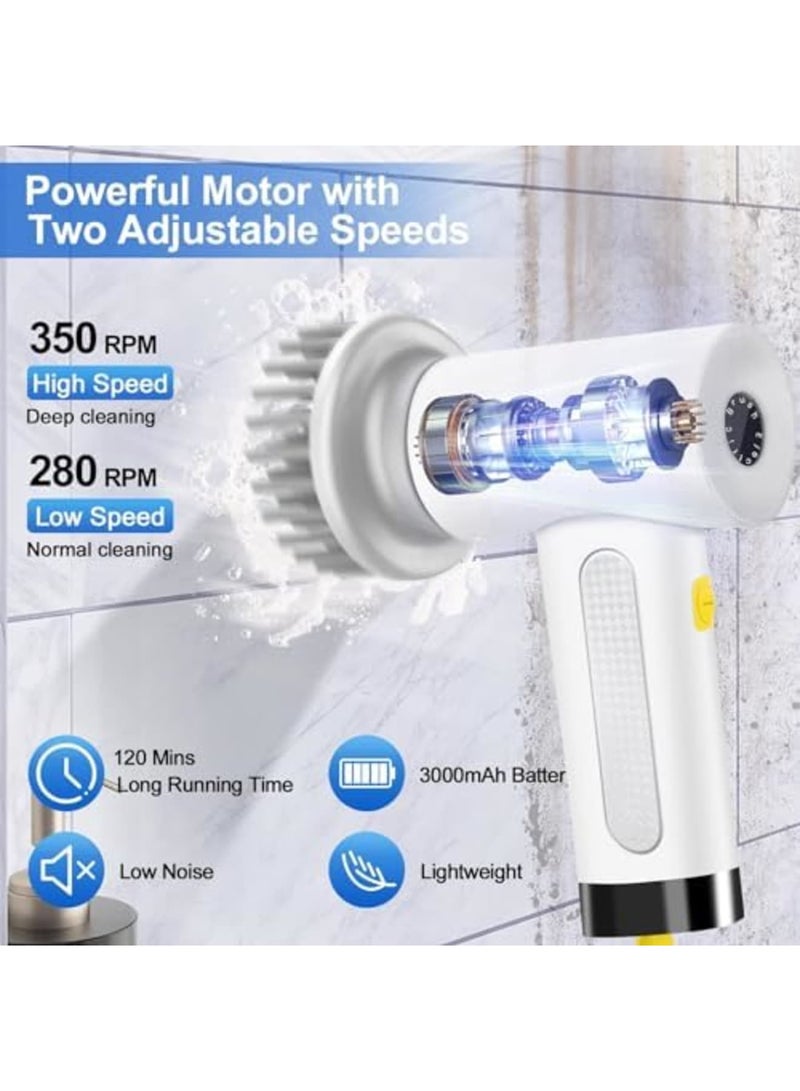 SYOSI Electric Spin Scrubber, Cordless Rechargeable Electric Cleaning Brush with 3 Replaceable Brush Heads, Handheld Power Shower Scrubber for Bathroom Kitchen Tub Tile Wall Floor Sink Window - Image 4