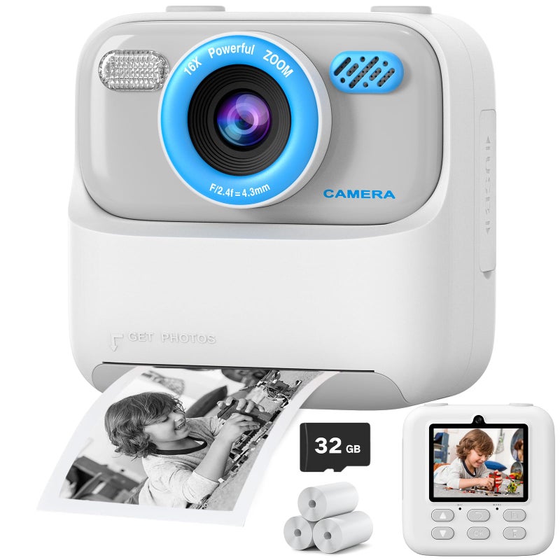 Cimizi Kids Instant Digital Cameras for Boys and Girls 1080P HD DualLens Selfie Digital Camera with Print Paper 32G Card Christmas Birthday Gifts Toys for Toddler and Teenagers Age 316 Years Old - Image 2