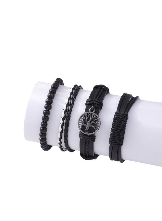 Goolsky سوار جلد شجرة الحياة للرجال - مصنوعة يدويًا من حبال متعددة الطبقات مع خرز، سحر شجرة الحياة، أسلوب رجعي للارتداء اليومي، جلد متين - Image 4
