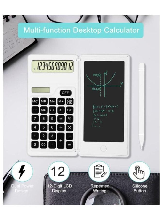 آلات حاسبة مكتبية فاخرة مكونة من 12 رقمًا مع جهاز لوحي للكتابة، وآلة حاسبة أساسية تعمل بالطاقة الشمسية والبطارية للاستخدام في المكتب والمدرسة والأعمال - Image 3