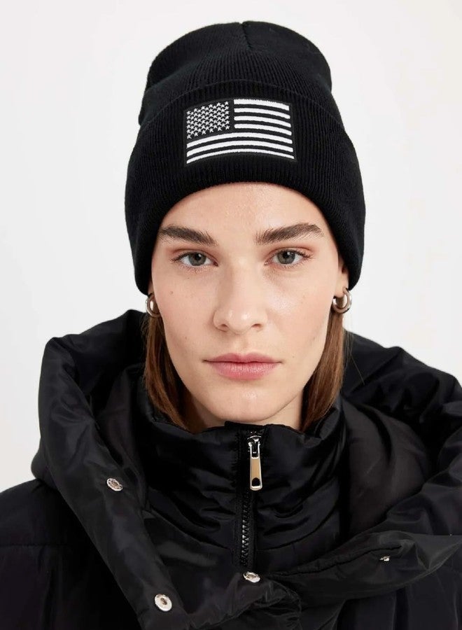 MixYoke American Flag Embroidered Beanie Winter Hat for Men Women, Multi-Season Military Tactical Gear Police Army Winter Warm Hat - Image 3