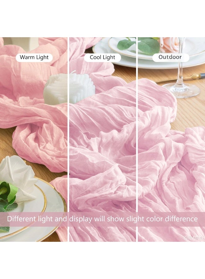 Farahom Cheesecloth Table Runner, 300cm Boho Rustic Gauze Cheese Cloth Semi-Sheer Runners for Wedding Party, Baby Bridal Shower, Home Table Centerpiece Decorations, Birthday, Pink - Image 4