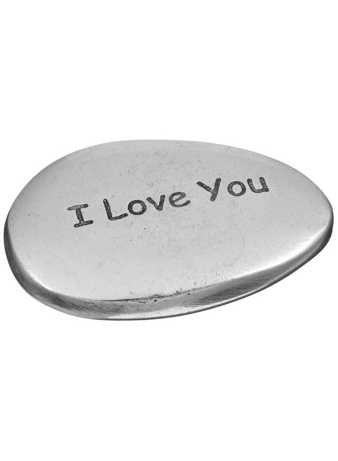 Abbott Collection Small I Love You Pebble, Silver