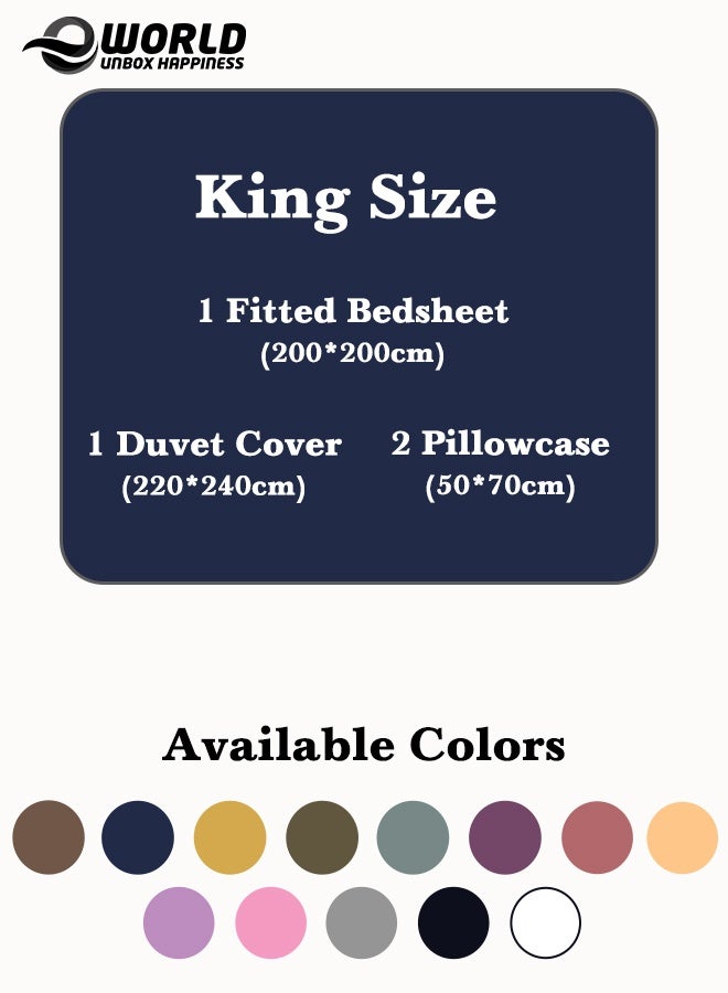 Eworld Premium Striped Duvet Set All Season – 4-Pieces Set Navy Blue | King Size 220x240 cm | Ultra-Soft, Wrinkle-Resistant & Made in Dubai | Includes Duvet Cover, Fitted Sheet (200x200 cm) & 2 Pillowcases (50x70 cm) - Image 5