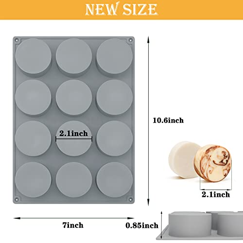 Moukiween Round Soap Silicone Molds, 2.1 inch Small Round Mold for Handmade Soap Making Shower Steamer, Bath Bombs, Chocolate, Candles, 2 PCS - Image 2