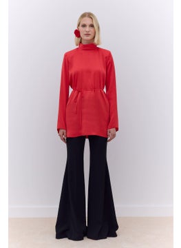 Manuka Satin Wide Sleeve Tunic Red  - Image 3