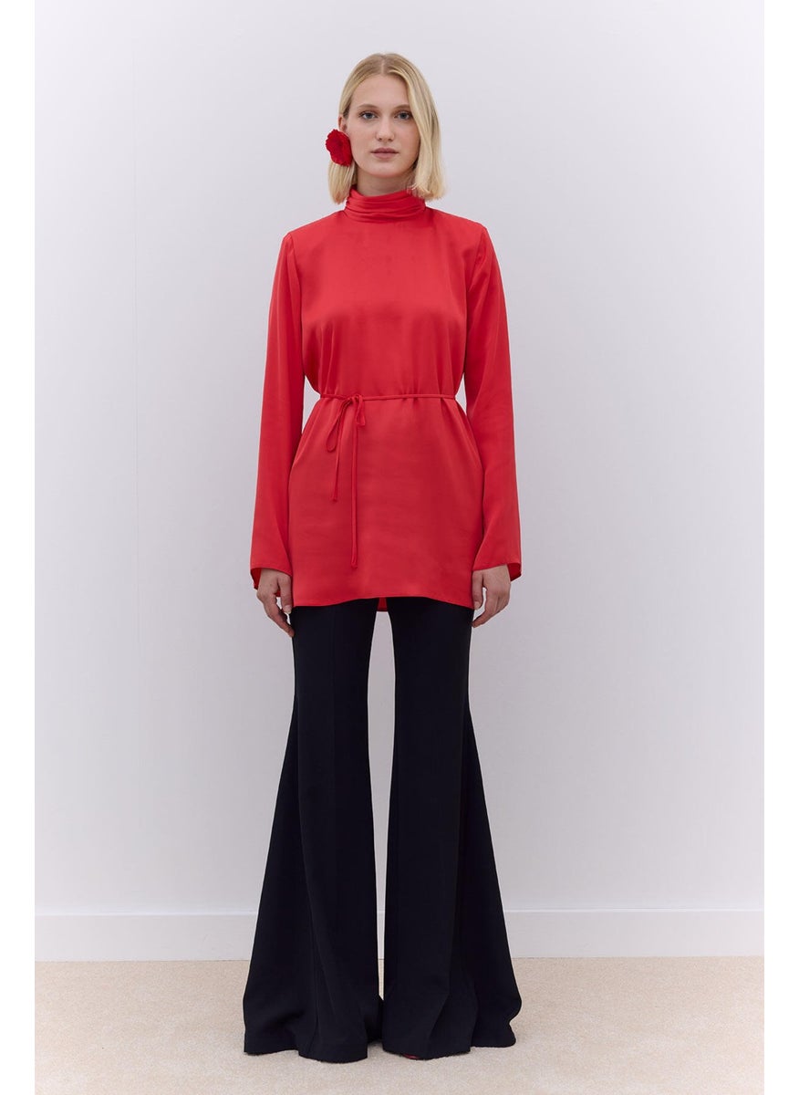 Manuka - Satin Wide Sleeve Tunic Red - Image 1