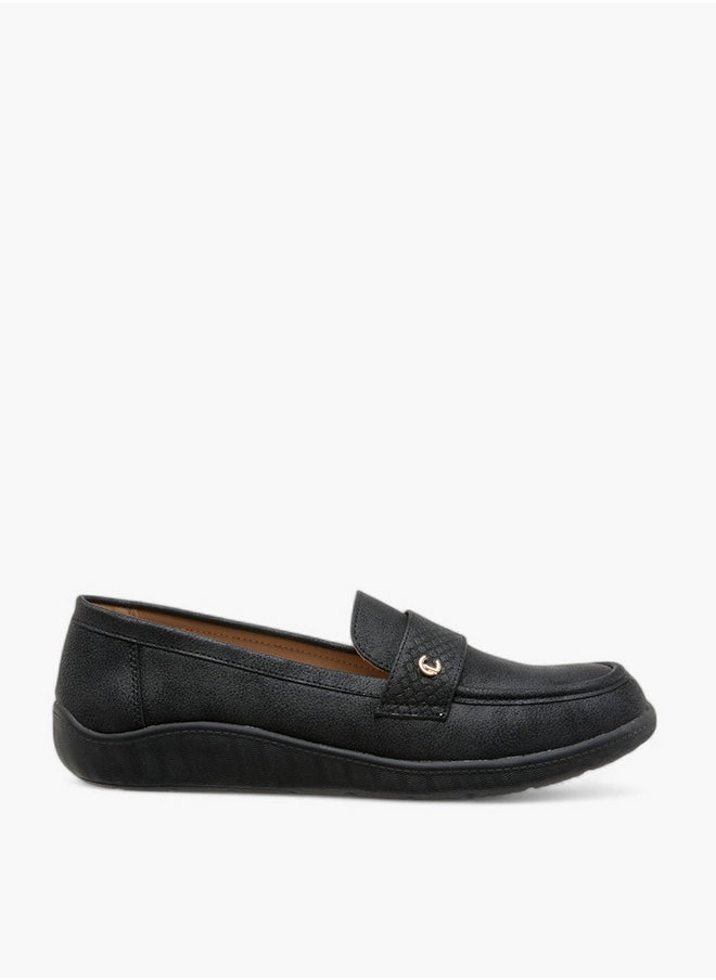 Le Confort Textured Slip-On Loafers with Metallic Trim  - Image 3