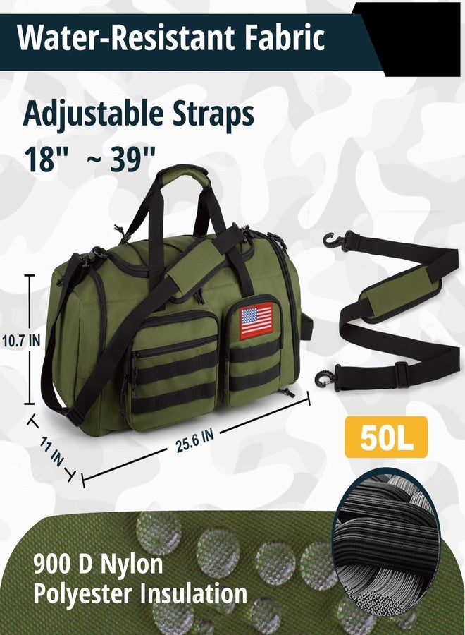 ATRIPACK Tactical Gym Bag for Men，50L Large 3 in 1 Sports Duffle Bag with Shoes Compartment for Travel,Water Resistant Travel Backpack Weekender Overnight Bag with Wet Pocket for Women, Green, Medium - Image 4