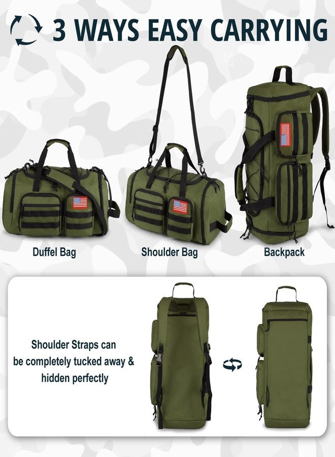 ATRIPACK Tactical Gym Bag for Men，50L Large 3 in 1 Sports Duffle Bag with Shoes Compartment for Travel,Water Resistant Travel Backpack Weekender Overnight Bag with Wet Pocket for Women, Green, Medium - Image 5