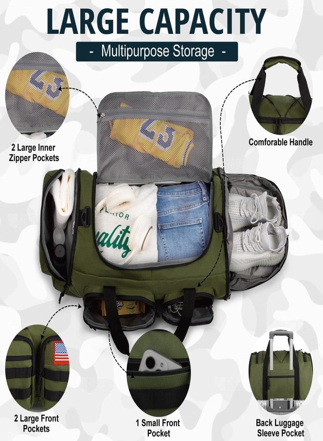ATRIPACK Tactical Gym Bag for Men，50L Large 3 in 1 Sports Duffle Bag with Shoes Compartment for Travel,Water Resistant Travel Backpack Weekender Overnight Bag with Wet Pocket for Women, Green, Medium - Image 3