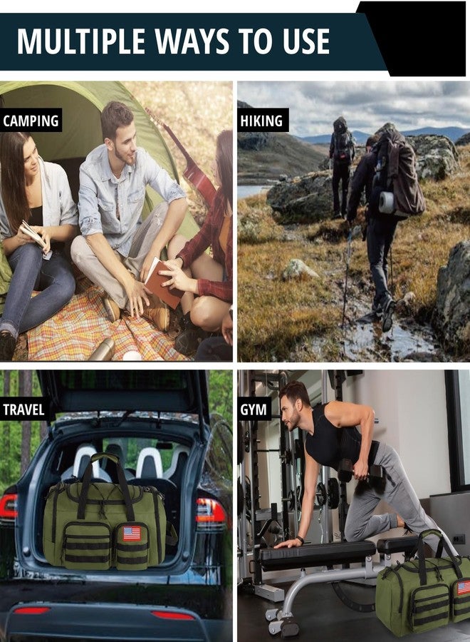 ATRIPACK Tactical Gym Bag for Men，50L Large 3 in 1 Sports Duffle Bag with Shoes Compartment for Travel,Water Resistant Travel Backpack Weekender Overnight Bag with Wet Pocket for Women, Green, Medium - Image 2