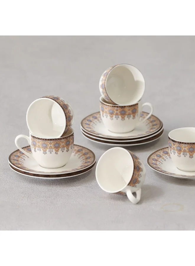 دانوب هوم Sahara 12-Piece New Bone China Coffee Cup Set 90Ml -Serve 6