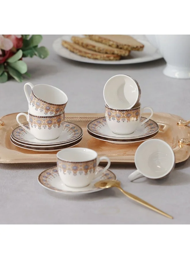 دانوب هوم Sahara 12-Piece New Bone China Coffee Cup Set 90Ml -Serve 6