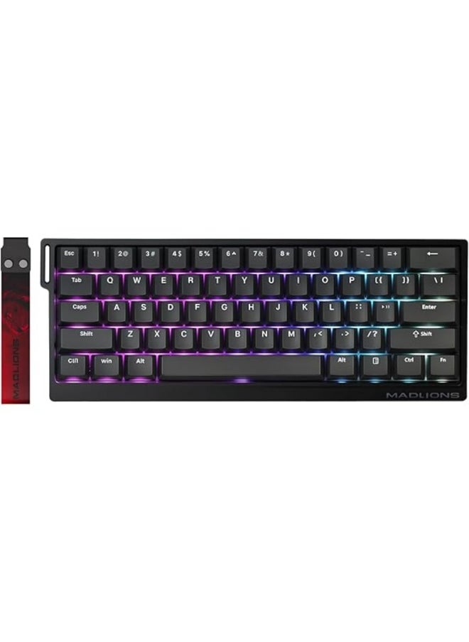 Madlions mad60 HE 60% Wired Magnetic Keyboard with 8000 Hz Polling Rate, Hall Effect Switches, Hot-Swap, for FPS Games (Black)