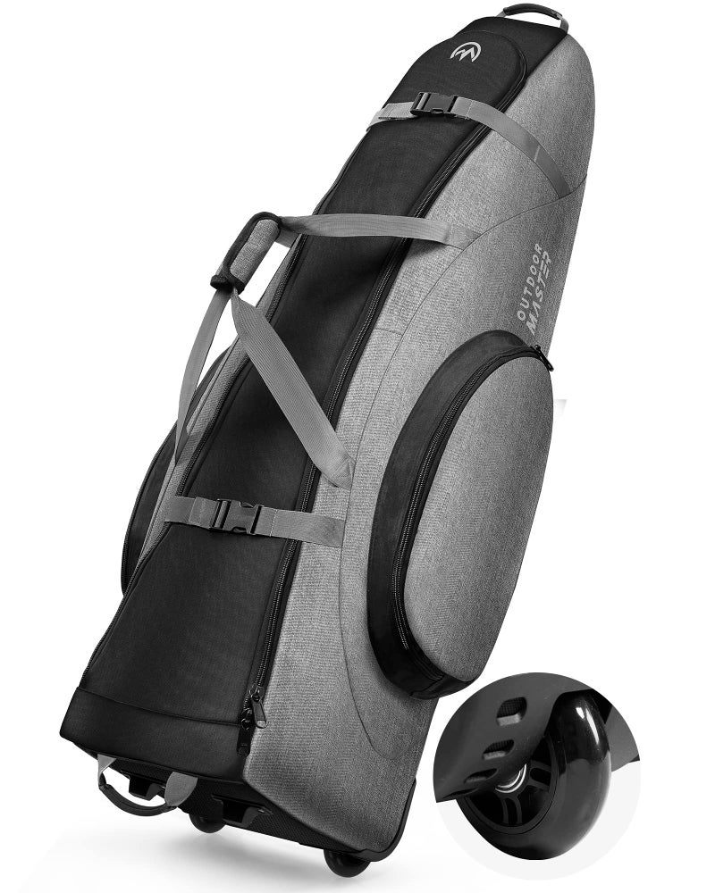 OutdoorMaster OutdoorMaster Padded Golf Club Travel Bag with Wheels, 900D Heavy Duty Oxford Waterproof -Alligators - Black + Gray - Image 1
