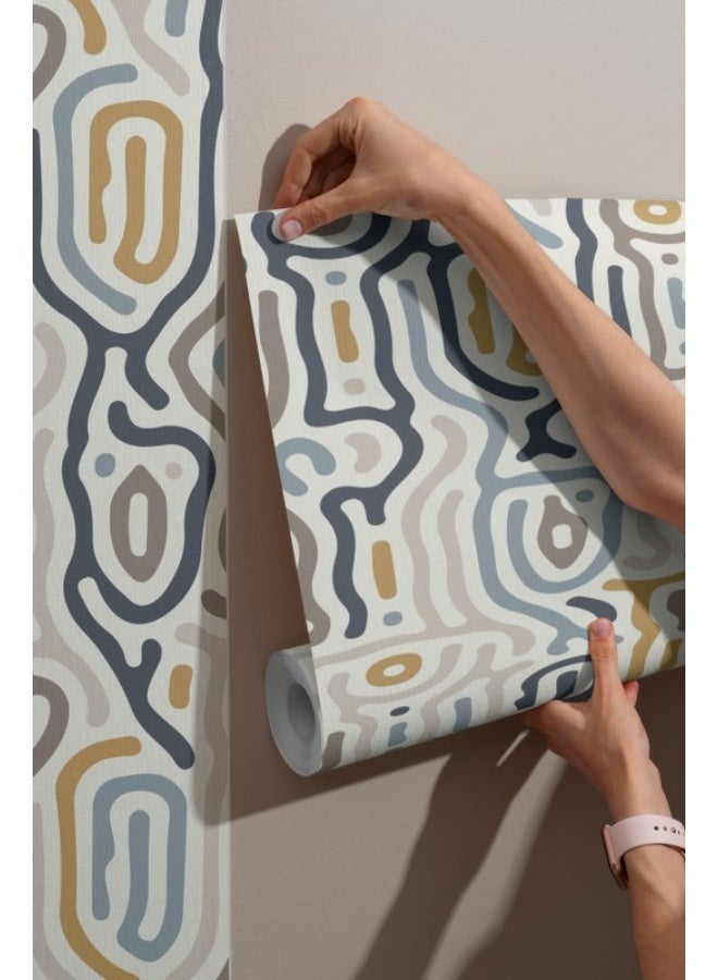 هوم جاليري ورق حائط من القماش الطبيعي ذو الخلفية العضوية المجردة يغطي مساحة تصل إلى 4.2 متر × 3 متر مع لاصق وأداة تنعيم - Image 3