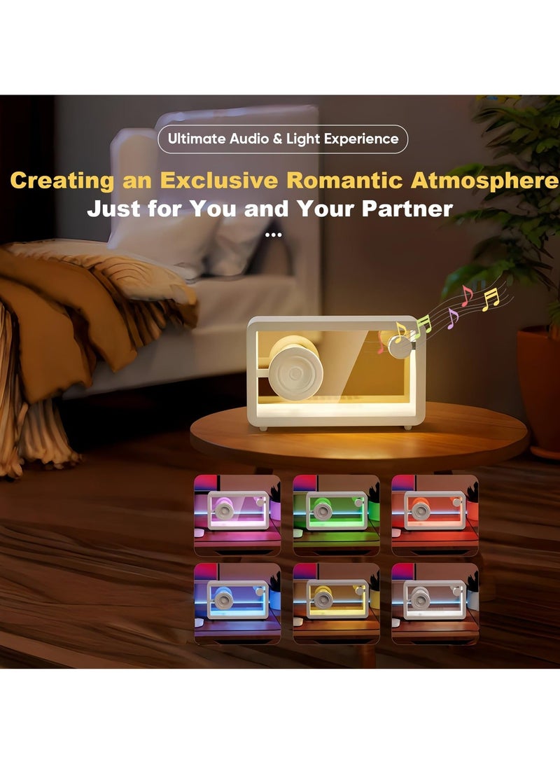 Transparent Bluetooth Speaker, 8W, Bluetooth 5.1/AUX, 5 Modes, 7 RGB Lights, Glass Wireless Speaker, Ideal for Desk u0026 Room Decor, Birthday Gift, White - Image 2