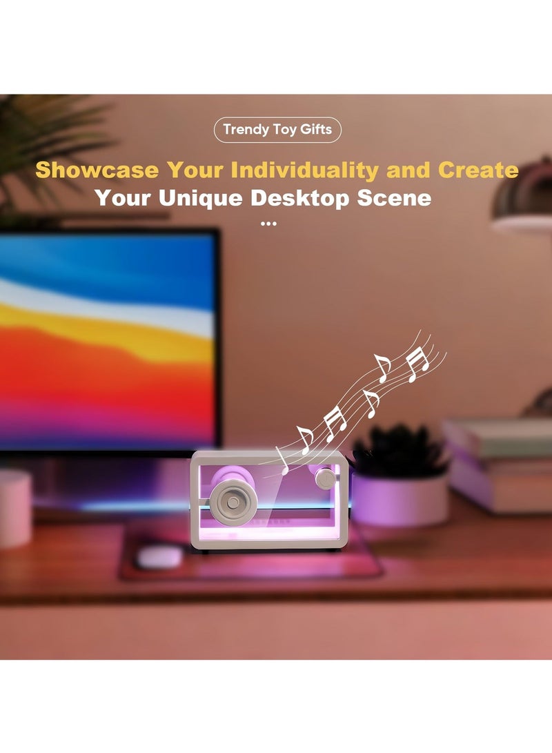 Transparent Bluetooth Speaker, 8W, Bluetooth 5.1/AUX, 5 Modes, 7 RGB Lights, Glass Wireless Speaker, Ideal for Desk u0026 Room Decor, Birthday Gift, White - Image 3