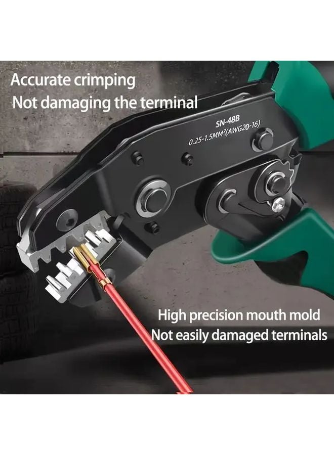 Green Handle Ratchet Crimping Pliers Multi Functional Electrical Wiring Tool - Image 3