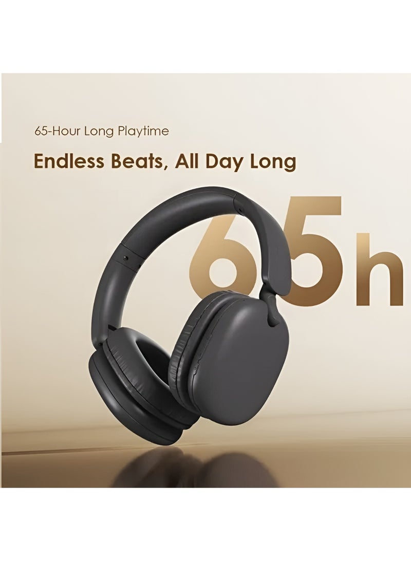 OHP 317 Wireless Headphones - Heavy Bass Technology - Sound360 Surround Sound - Up to 65 Hours of Playtime - Bluetooth 5.3 - Type-C Input - Foldable Design - Black - Image 2