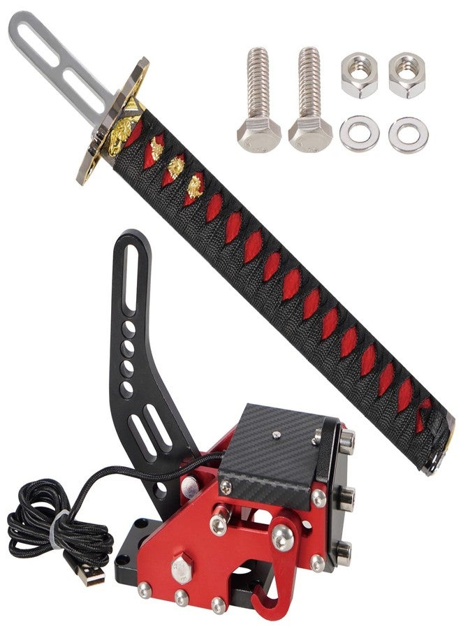 YESHMA 64 Bit USB Katana Handbrake Samurai Sword PC Handbrake Compatible With G25/27/29/920 T500 T300,Professional Gaming Peripherals using for Racing Games(Without Clamp), 26 cm, Black - Image 2