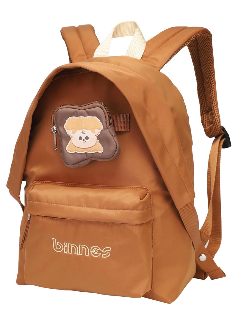 Binnes Premium 14-inch Kids Backpack Light Weight Water Resistant Multifunctional School Backpack for Girls and Boys, BNS6015, Chocolate - Image 1