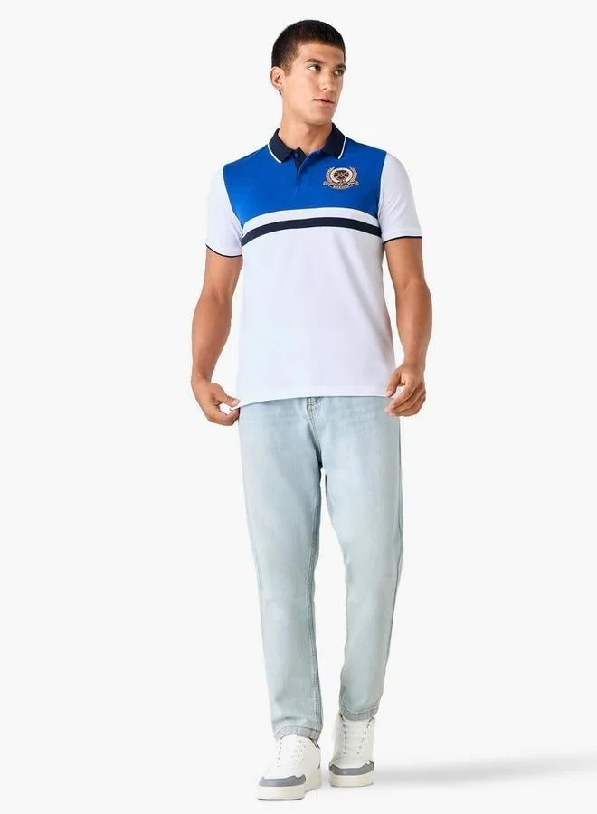 Splash FAV Embroidered Colourblock Polo T-shirt