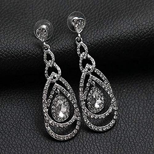 YINLI Cute Hollow Crystal Rhinestone Teardrop Connection Long Dangle Earrings for Women Fashion Strand Jewelry (Style04) - Image 3