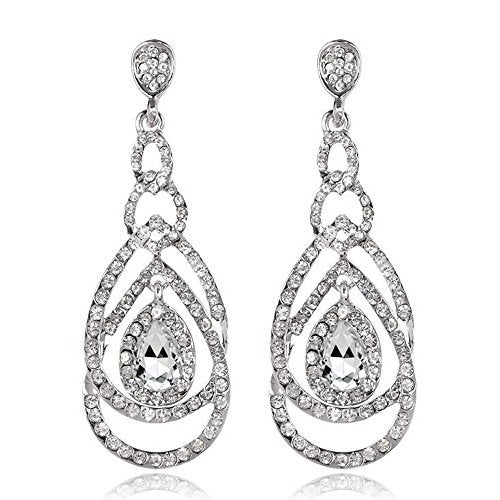 YINLI Cute Hollow Crystal Rhinestone Teardrop Connection Long Dangle Earrings for Women Fashion Strand Jewelry (Style04) - Image 5