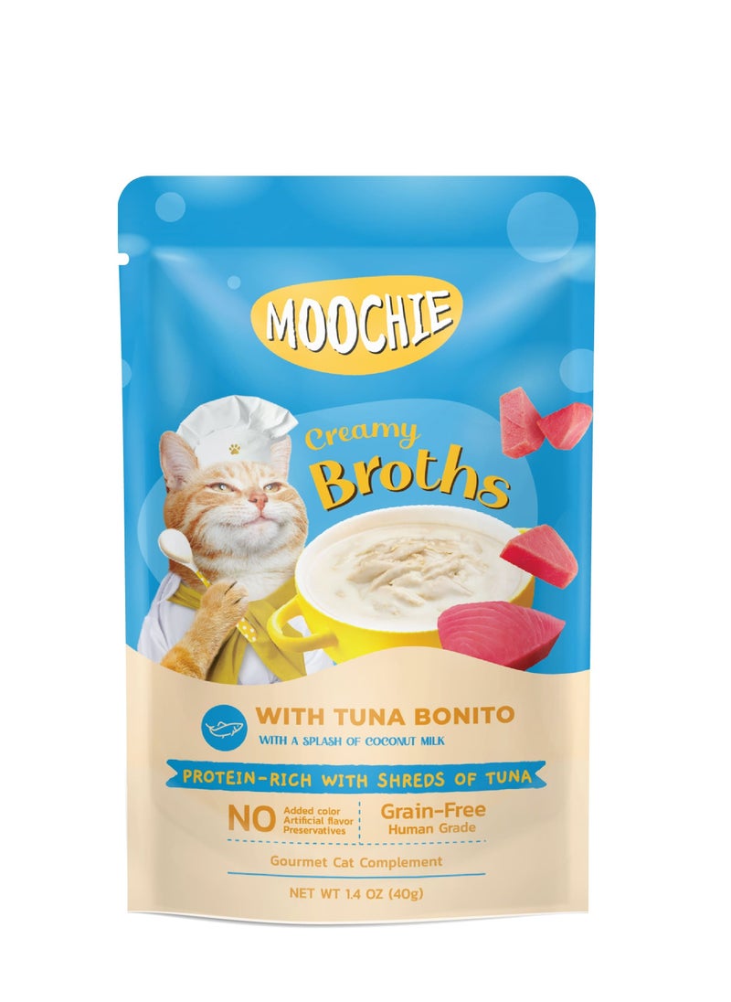 MOOCHIE moochie kitten creamy broth with tuna bonito 40g - pouch pack of 6 