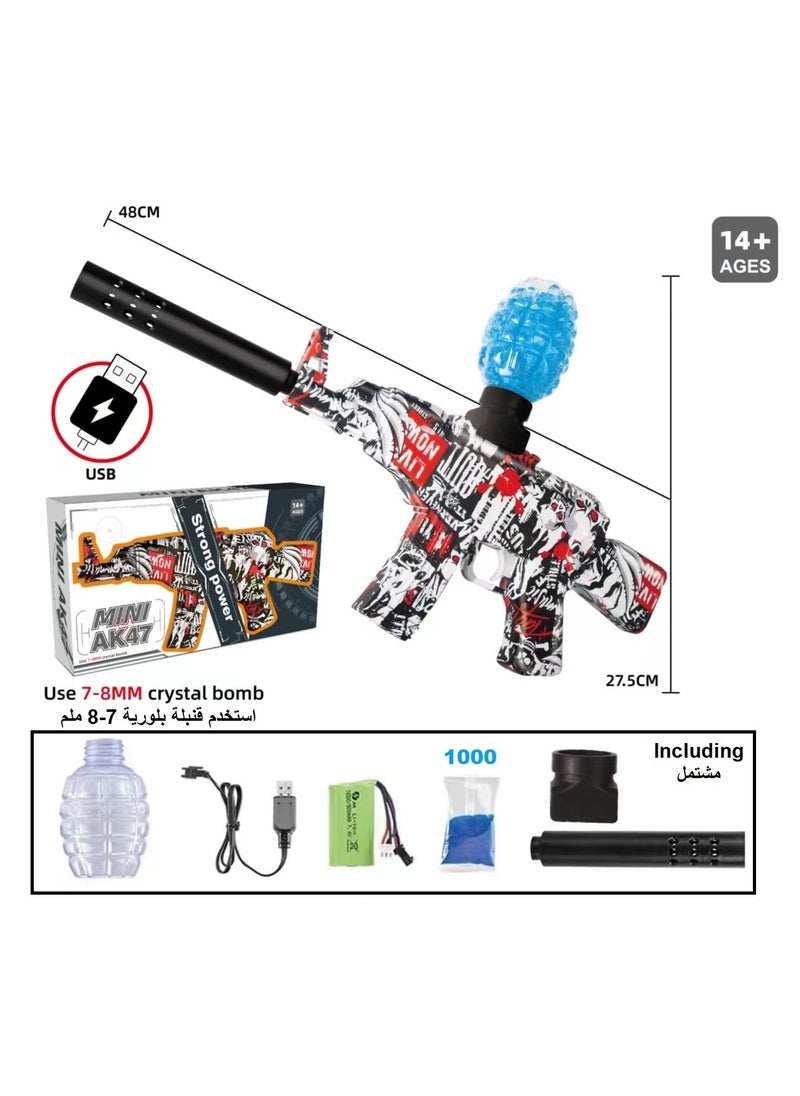 Generic - Electric Gun Mini AK47 Blaster Gel Water with 1000 Eco-Friendly Crystal Balls - Image 1