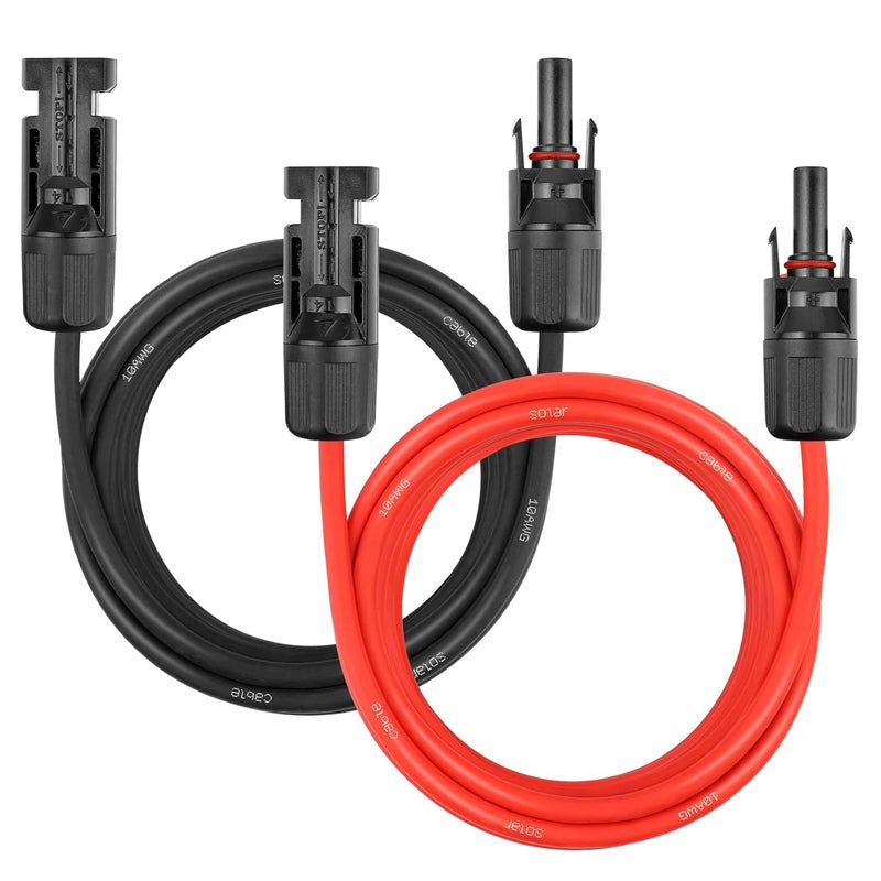 YDDECW Solar Panel Extension Cable - 10AWG 15FT Solar Wire Cord 10 Gauge PV Wire with Female & Male Waterproof Connector for RV, Photovoltaic Systems, Home, Boat, Solar Panels, Car(15ft Red + 15ft Black) - Image 1