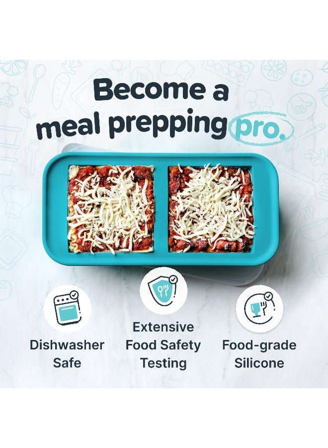 Souper Cubes Silicone Freezer Molds Gift Set with 2 Tbsp, 1/2, 1, and 2 Cup Silicone Freezer Trays With Lids - Meal Prep and Kitchen Essentials Bundle - Aqua - Image 3