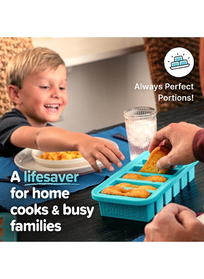 Souper Cubes Silicone Freezer Molds Gift Set with 2 Tbsp, 1/2, 1, and 2 Cup Silicone Freezer Trays With Lids - Meal Prep and Kitchen Essentials Bundle - Aqua - Image 4