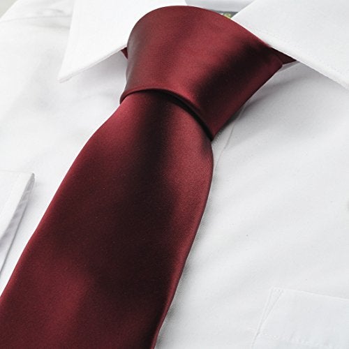 KissTies Mens Silk Satin Tie Burgundy Red Necktie + Gift Box - Image 5