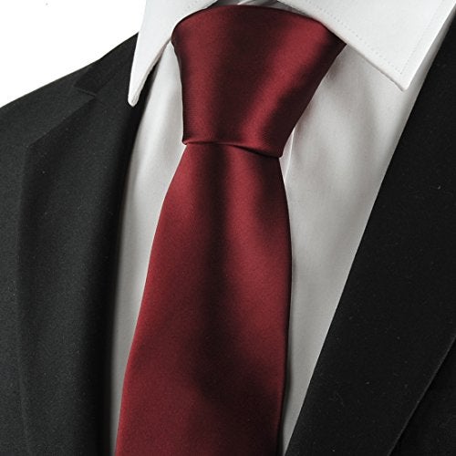 KissTies Mens Silk Satin Tie Burgundy Red Necktie + Gift Box - Image 4