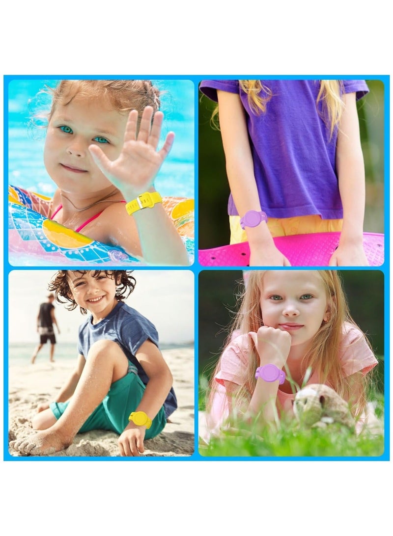 Captaintech 2 Pack Airtag Bracelet for Kids Waterproof Silicone Wristband Full Case Cover for Airtag Holder Anti Lost Band Hidden Accessories for Toddler Child Tracker Strap Purple and Yellow - Image 2
