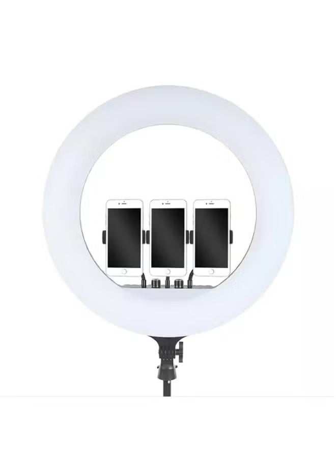 التخطيط حلقة إضاءة LED ناعمة مقاس 22 بوصة مع حامل ثلاثي القوائم وحامل هاتف - حلقة إضاءة قابلة للتعتيم مقاس 10 بوصات للمكياج والصور الشخصية ويوتيوب وتيك توك والتكبير وتسجيل الفيديو والبث المباشر - 3 أوضاع إضاءة، تعمل بمنفذ USB - Image 5